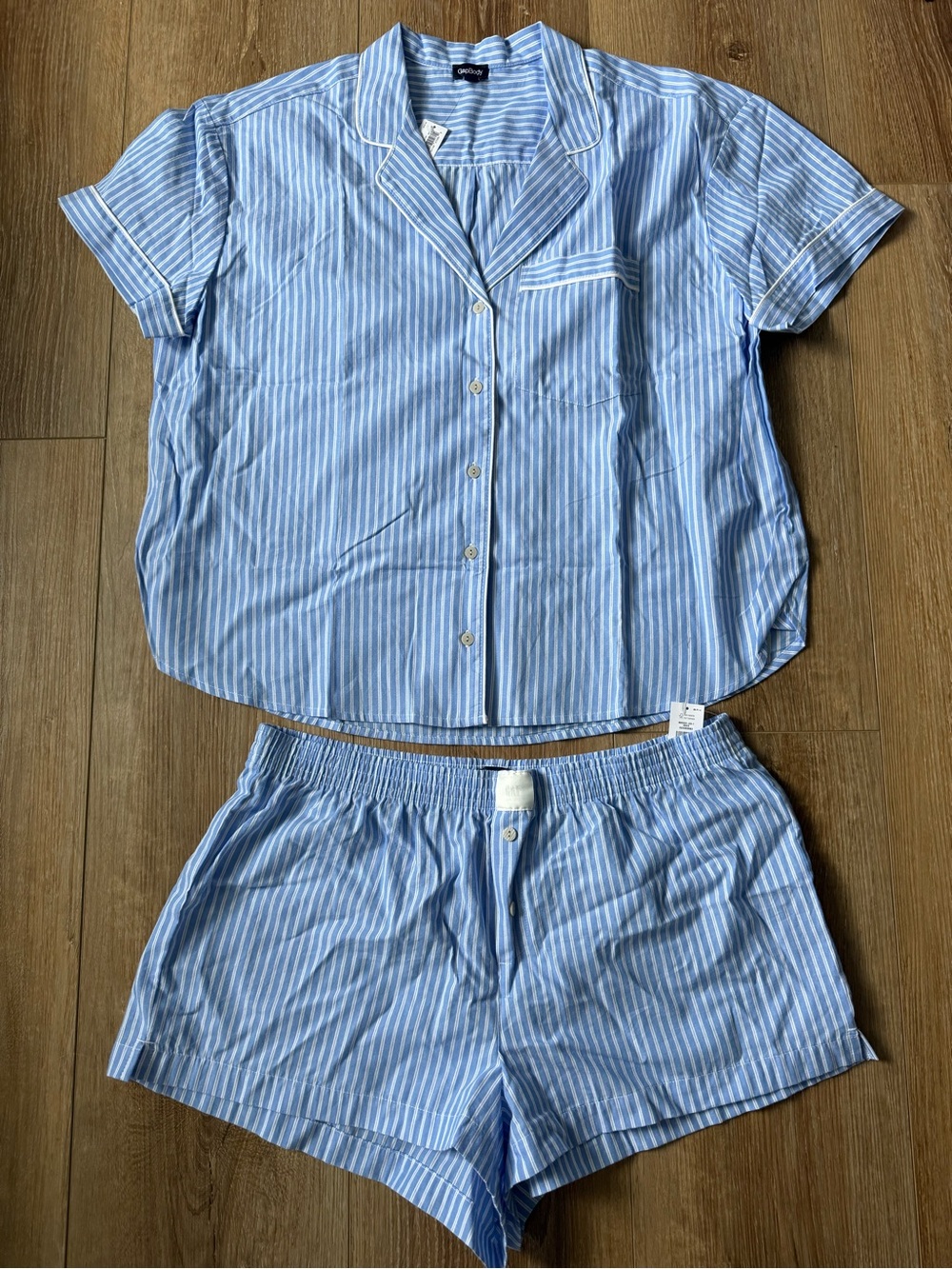 Gap Body Poplin Pajama Shirt & Boxer Shorts Women’s Large Light Blue Indigo Set